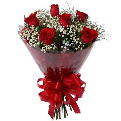 "6 Red Roses Flower bunch - Click here to View more details about this Product